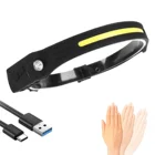 Налобный фонарь с датчиком, светодиодный головной фонарь со встроенным аккумулятором и зарядкой по USB, для майнинга, кемпинга, походов