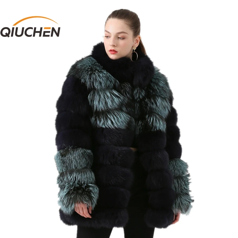 Новое поступление 2019 Женское зимнее длинное пальто QIUCHEN PJ19042 из натурального