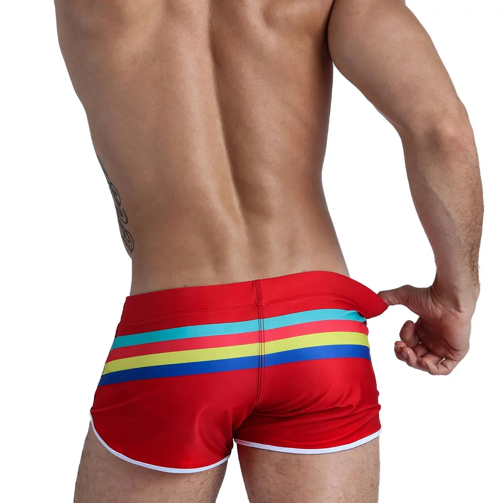 

Mens Swimsuit Swim Trunks Strip Swimwear Surf Beach Shorts Quick Dry Brief Boxer Bathing Suits Beachwear Boardshort Underwear