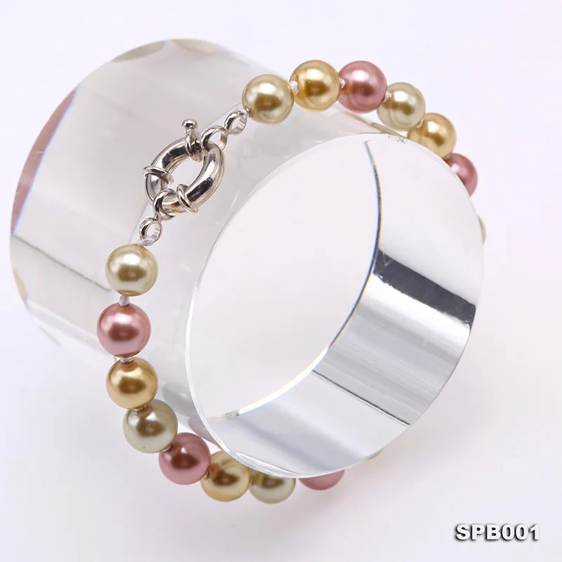 JYX Vintage Shell Pearl Bracelet Multi Color Seashell 7-8mm Christmas Gift women 7.5&quot | Украшения и аксессуары