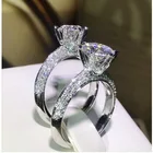 Половины кольца Роскошная обувь с украшением в виде кристаллов кубического циркония кольца для Для женщин валентинки, открытки на годовщину подарок