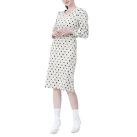 french style spring autumn women casual polka dot print a line party corduroy dresses eleagnt lace up slim fashion