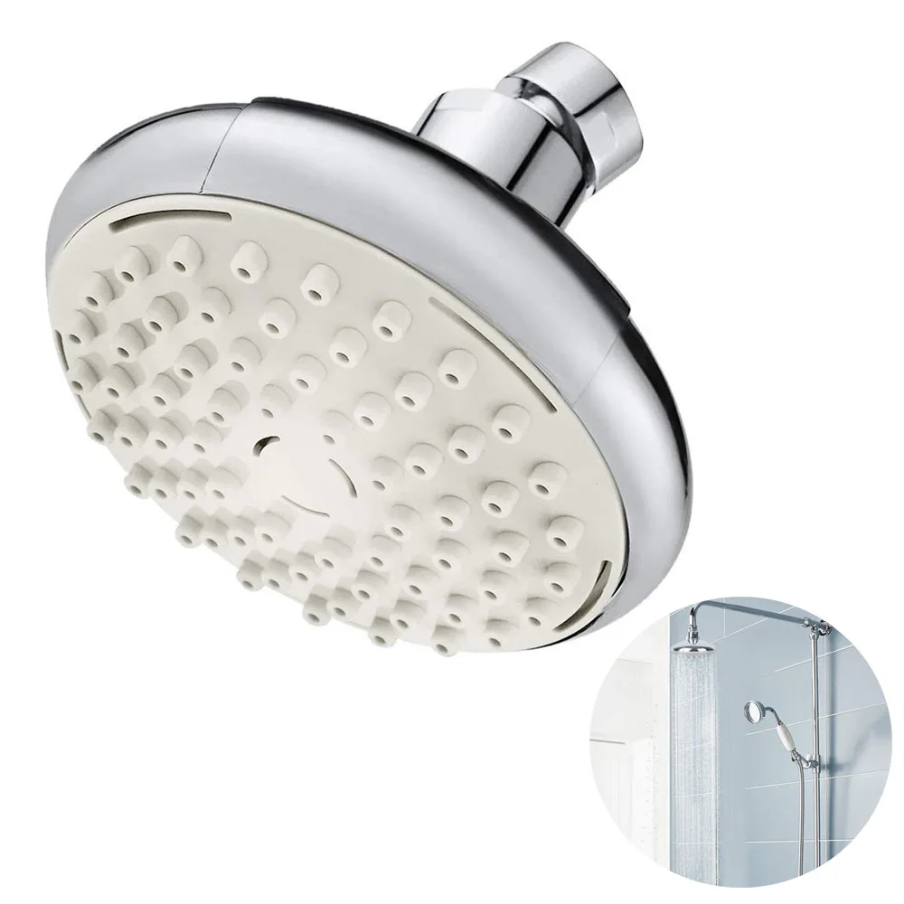 

New ABS Chrome 5 Inch Round Rotatable Top Rain Shower Head Wall Mounted Extension Arm Water Saving Pressure Spray Shower Bath