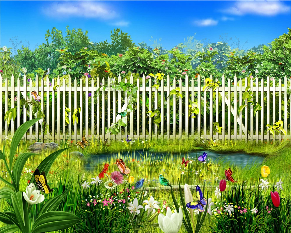 

3d Mural Wallpaper Modern Home Decoration Wallpaper Beautiful Flower Fence Digital Printing HD Decorative Beautiful Wallpaper