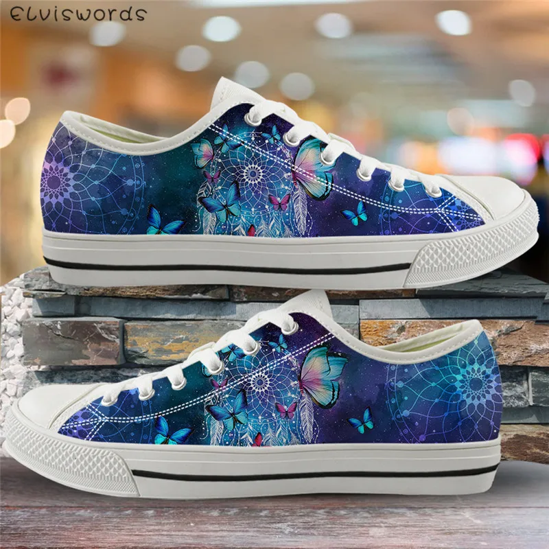 ELVISWORDS Ловец снов Бабочка 3D принт Вулканизированная обувь на плоской подошве