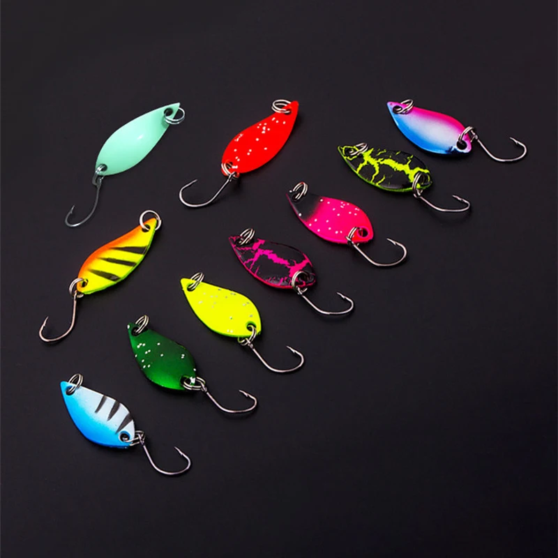 10pcs/Lot 2.5g Fishing Spoon Lure Sequin Swim Bait Isca Artificial Trout Lure Pesca Fishing Tackle Leurre Truite Spoons
