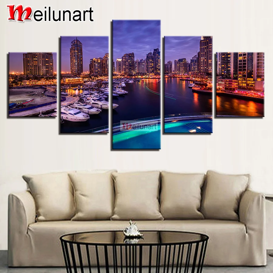 

5 шт., алмазная вышивка «морской город»