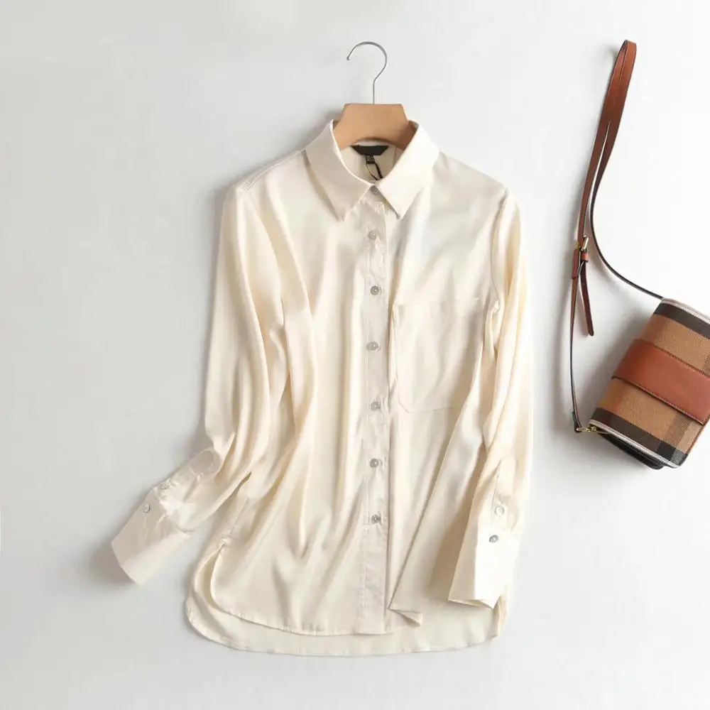 Dave &amp Di/Офисная Женская блузка в английском стиле с простой сатин карманами