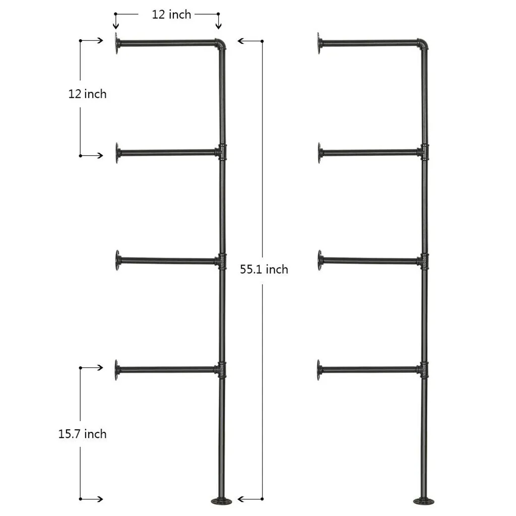 

Industrial 2Pcs Diy Storage Shelf Retro Wall-mounted Iron Pipe Rack Hung Bracket Bookshelf Bookcase 3-Tier Modern Ladder Shelf