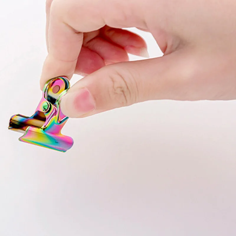 Креативные градиентные цветные Зажимы для бумаги полый металлический зажим