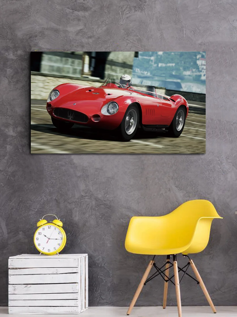 Мотоспорт ретро винтажная гоночная машина Художественная ткань искусство для