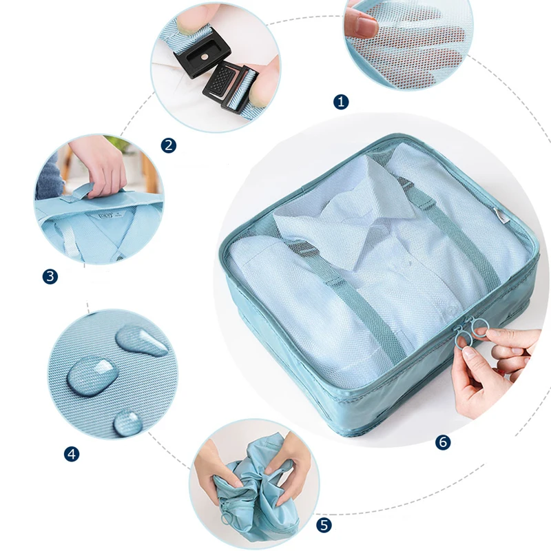 8 Pieces Set Travel Organizer Storage Bags Suitcase Packing Set Storage Cases Portable Luggage Organizer Clothes Shoe Tidy Pouch