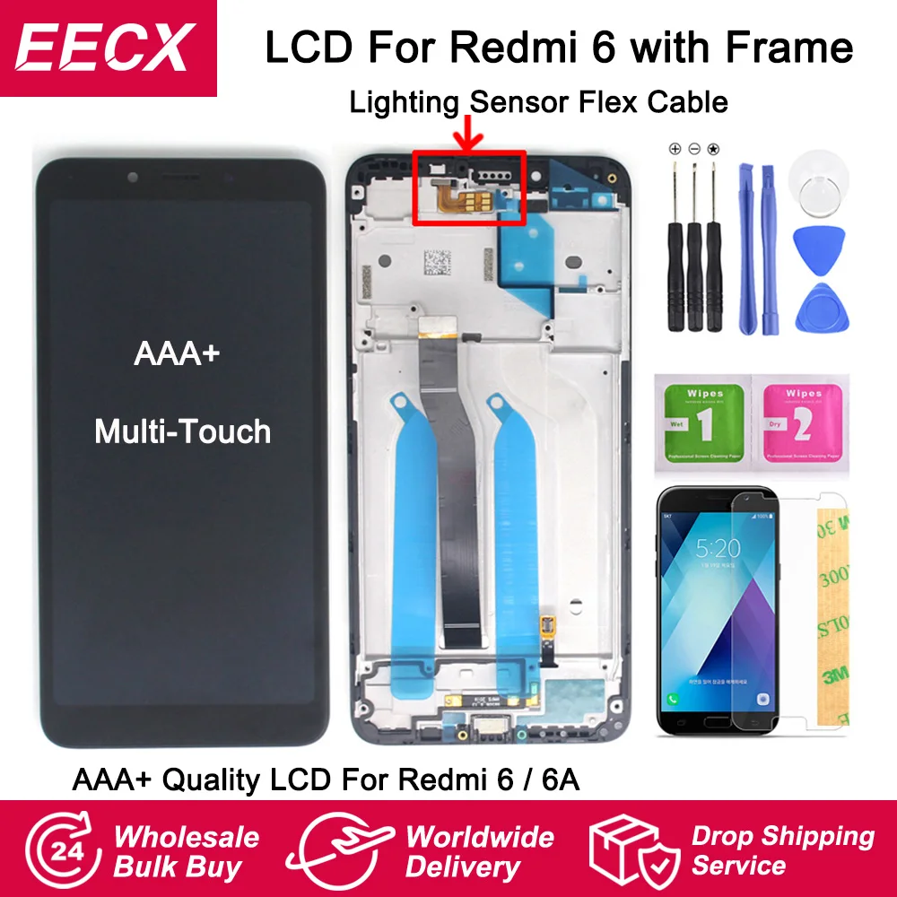 ЖК дисплей для Xiaomi Redmi 6 оригинальный сенсорный экран с дигитайзером в сборе и