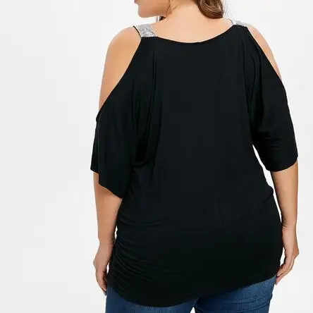 Мешковатый топ размера плюс 5XL сексуальные топы с открытыми плечами рубашка