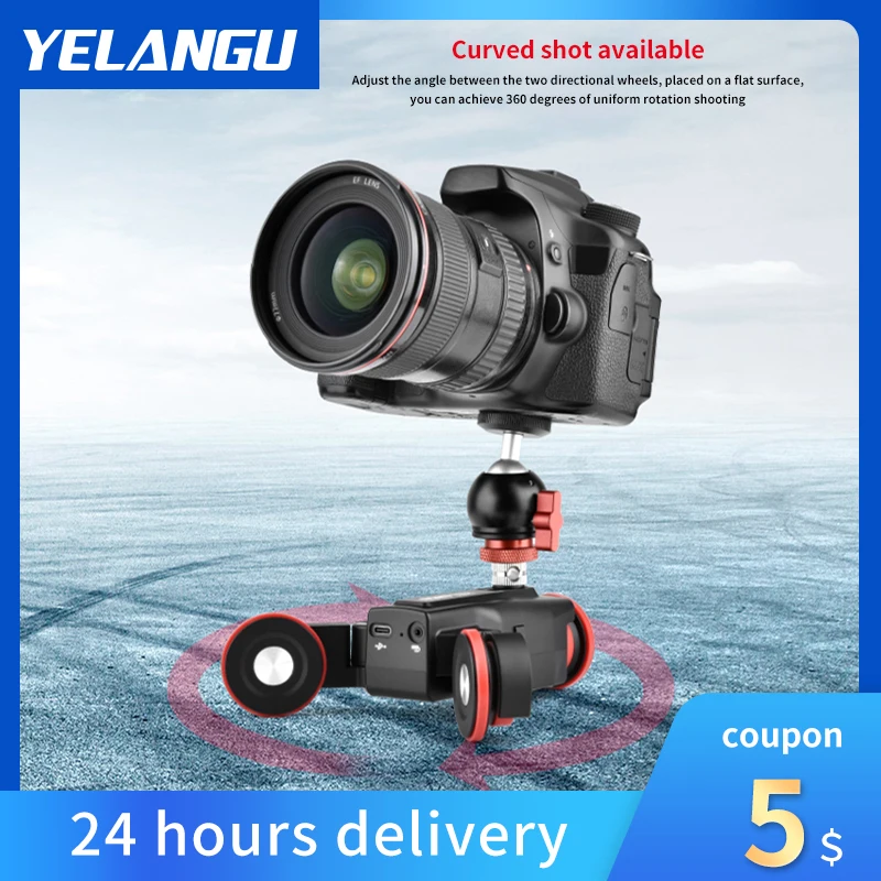

YELANGU L5 моторизованная камера слайдер тележка автомобильные рельсовые системы для DSLR камеры Sony iPhone 13 Pro с дистанционным управлением