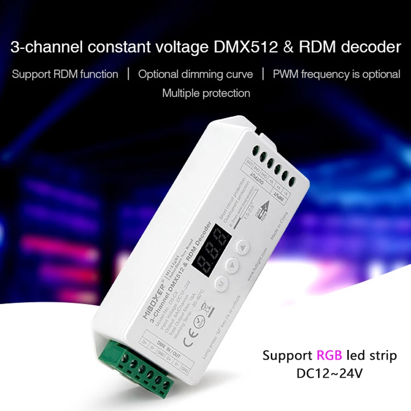 3 CH DMX512 Decoder Support RDM Function CV LED Controller 12V 24V Compatible with Master Remote Control PWM For RGB Led Strip