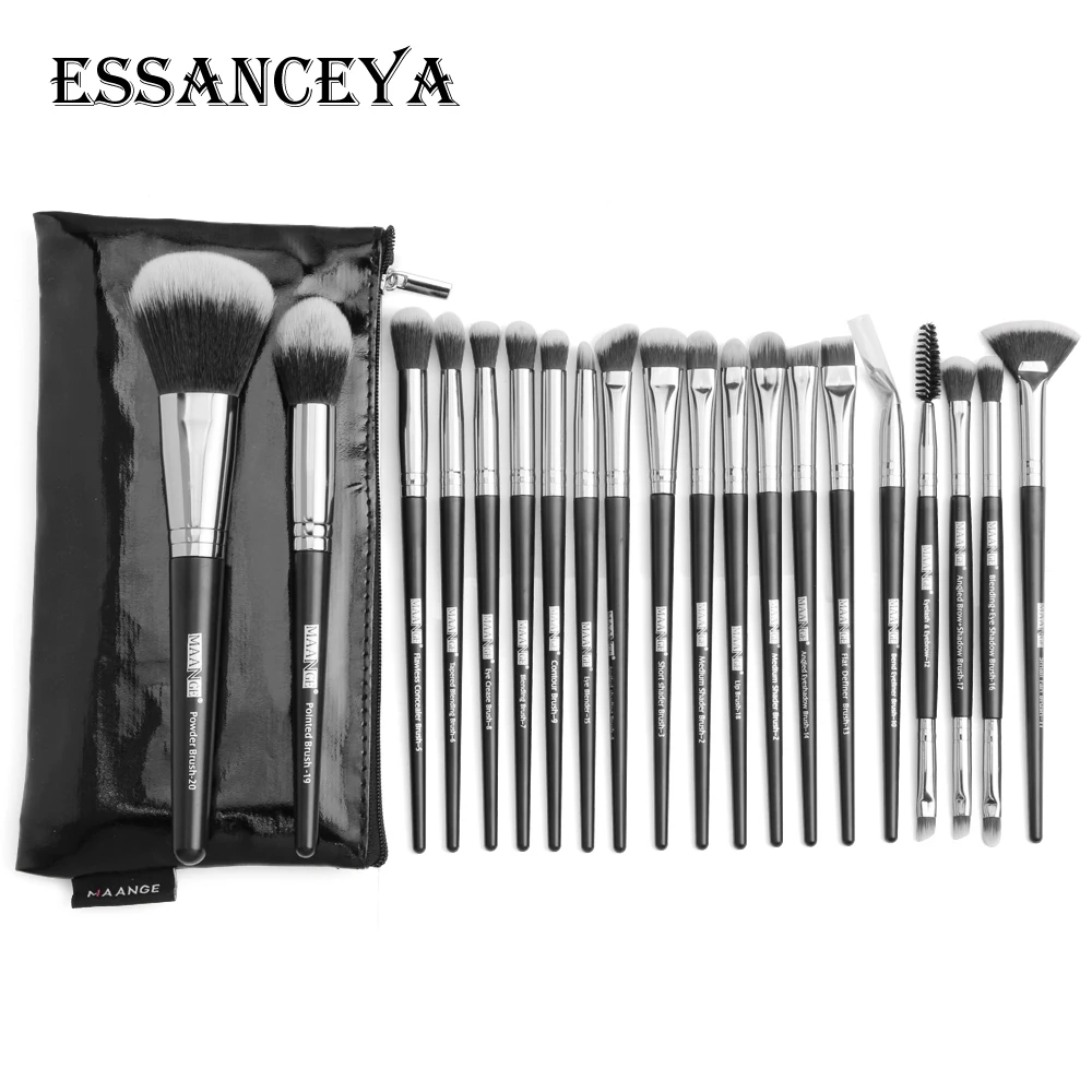 ESSANCEYA, 11-30 шт., Профессиональные кисти для макияжа, набор теней для век, подводка для глаз, пудра, Тональная основа, румяна, Кисть для макияжа, инструменты, косметичка - Handle Color: 20 pcs with bag