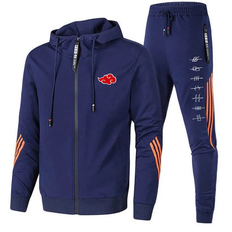 

Men Sets Hooded Hoodies+Pants Outfit Male Tracksuit Suits Sportswear Zipper Coats Autumn Winter Men Clothing