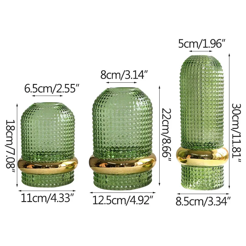 

Nordic Transparent Green Gold Edge Glass Flower Vase Home Decoration Modern Flower Vase Plant Holder Desk Hydroponics Room Decor