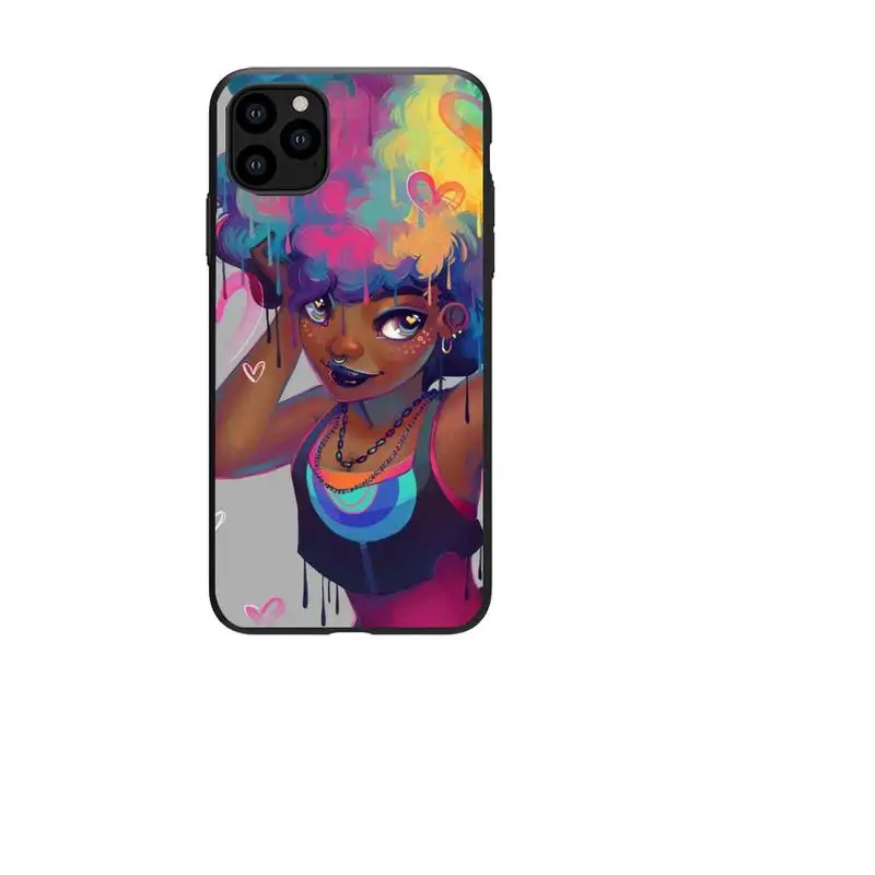 

Black Women art Phone Case For iphone 5s 6 7 8 11 12 plus xsmax xr pro mini se Cover Fundas Coque