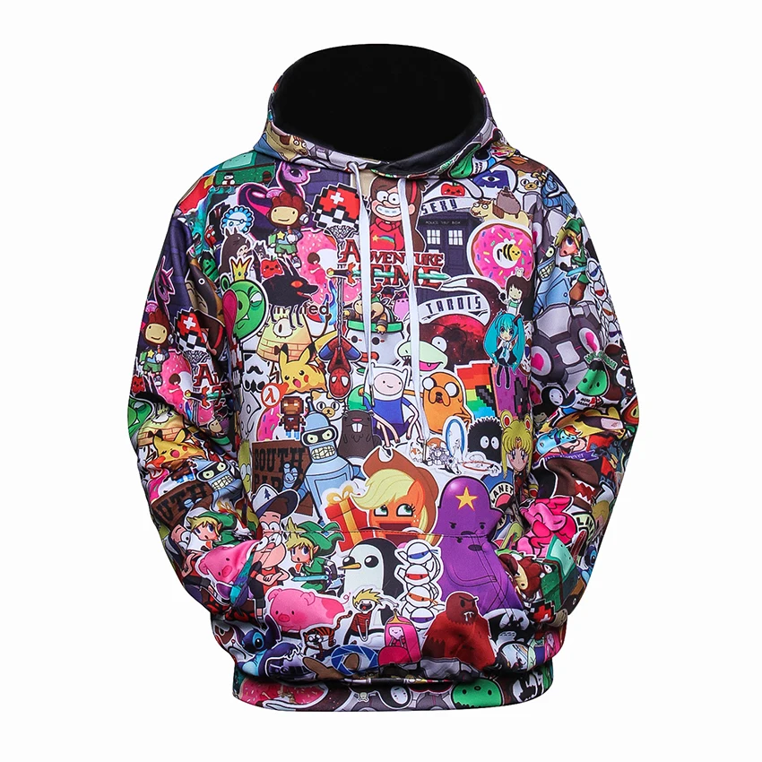 Осень 2019 новинка свитер с 3D принтом аниме анимация для мужчин и женщин капюшоном