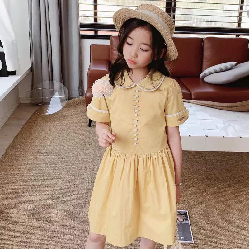 

Per-sale Shippment In March 2021 little girls clothing baby girls clothes fashion yellow kids dresses