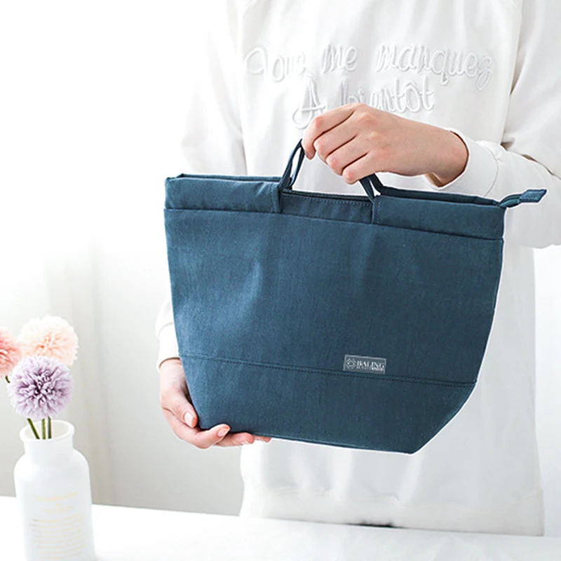 

Solid Color Portable Lunch Cooler Bag Picnic Food Containers Box Storage Handbags Household Kitchen Supplies Tools Accessories