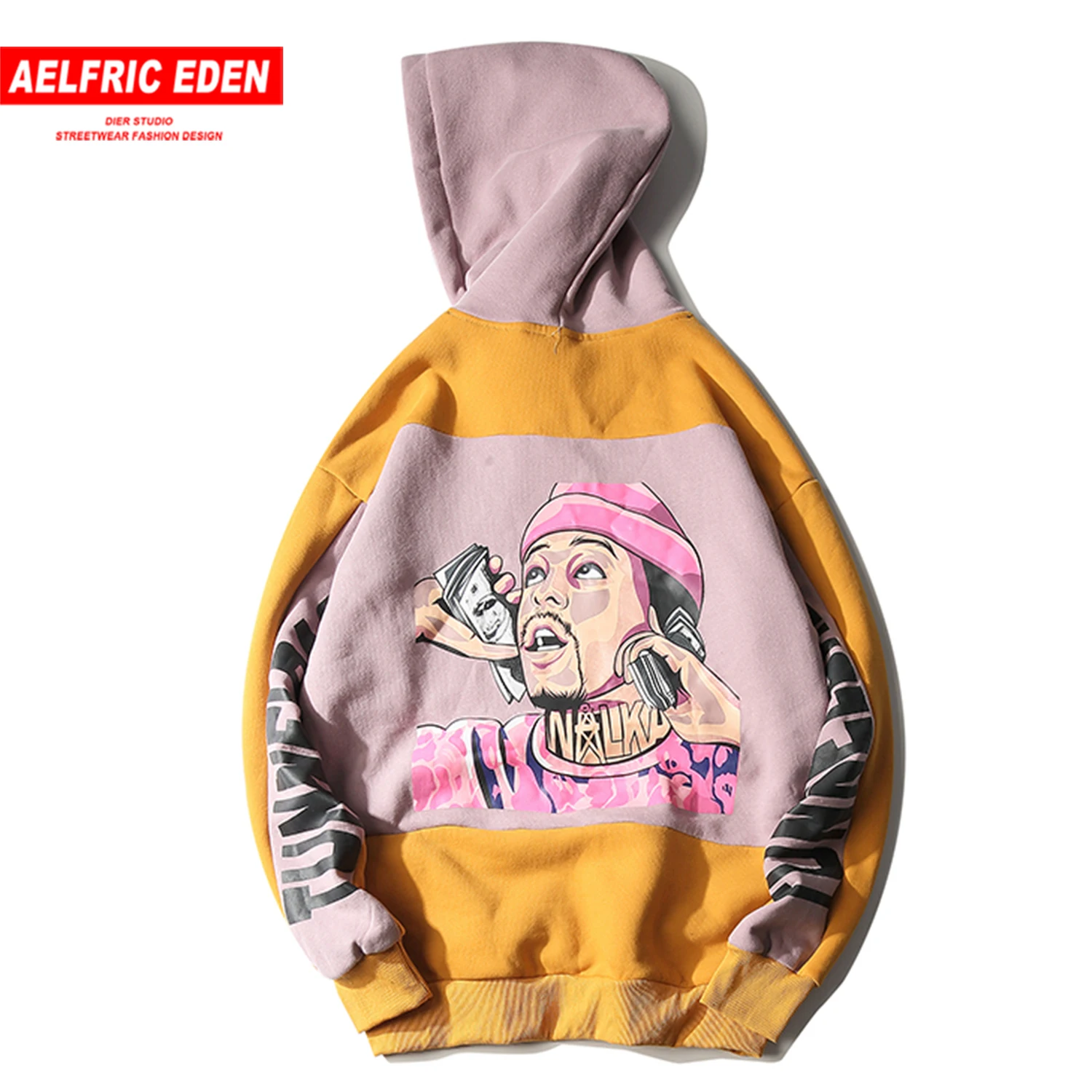Aelfric Eden хип хоп принт банкнот телефон Толстые мужские толстовки с капюшоном Harajuku