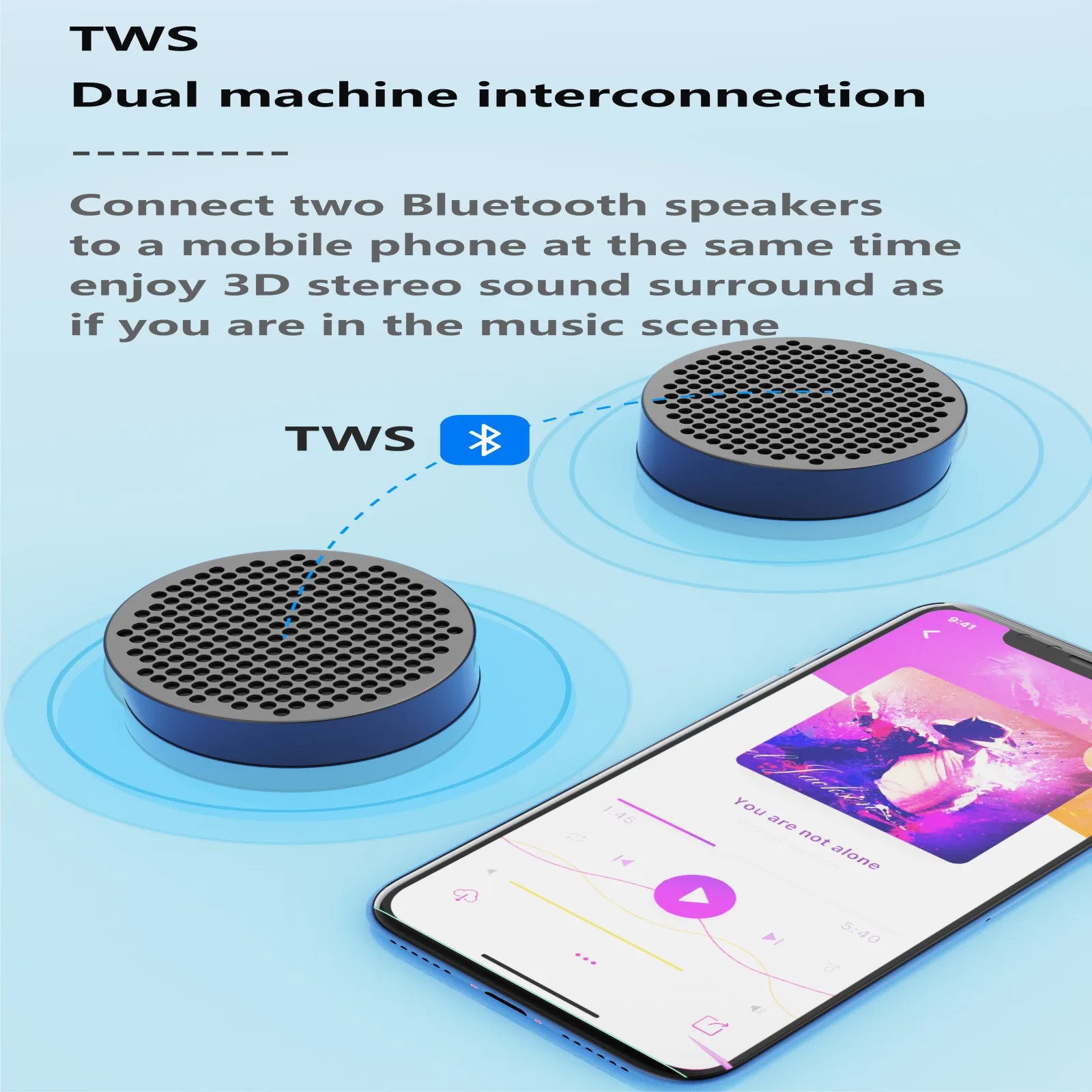 

TWS Wireless Bluetooth Speakers IPX7 Waterproof Outdoor Column Portable MINI Bass Stereo Audio Metal Speakers