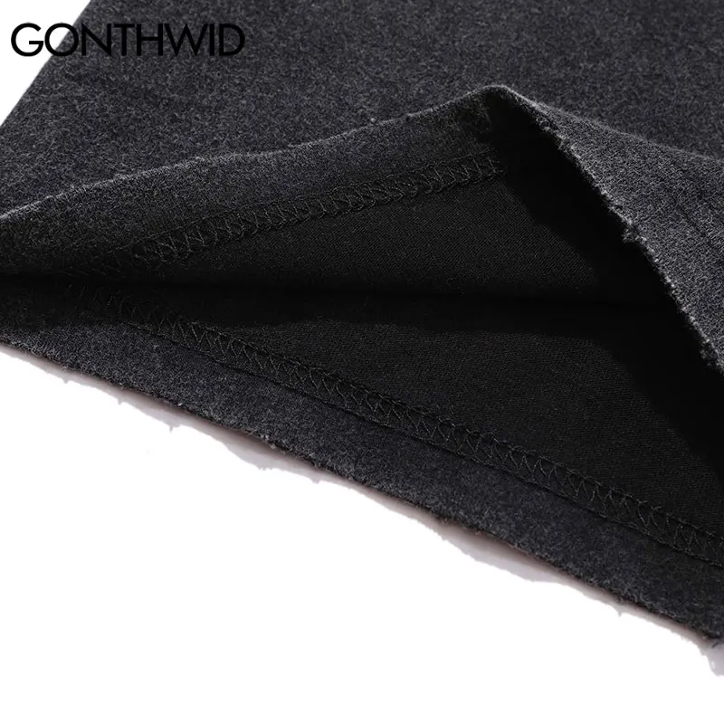 

GONTHWID Oversized Tshirts Distressed Virgin Mary Print Tshirts Streetwear Hip Hop Harajuku Hipster Cotton Loose T-Shirt Tops