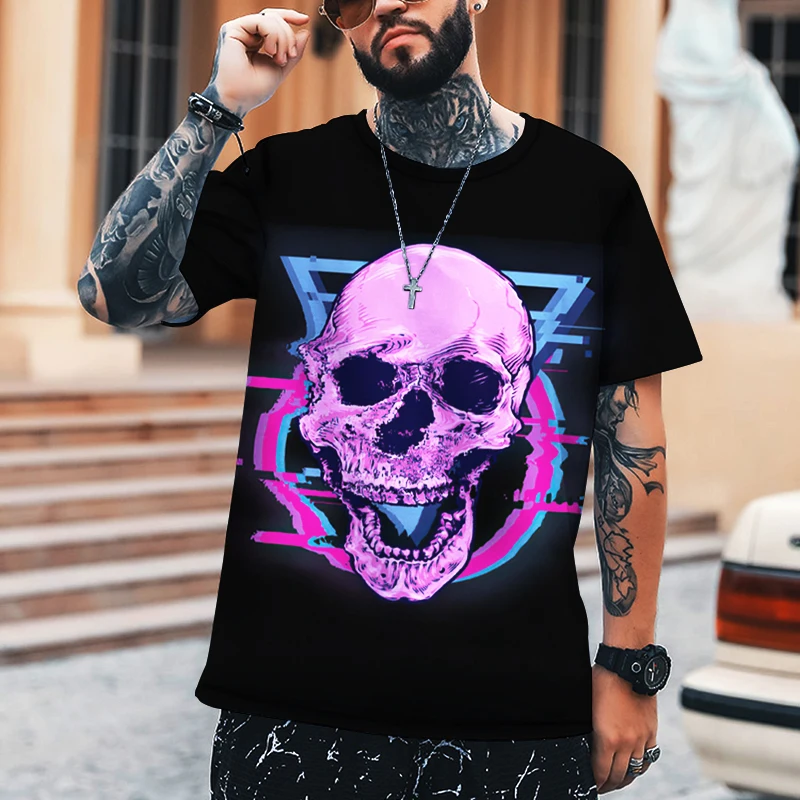 

Skull Shirt Print Boys T-shirt Oversized 6XL Street Harajuku Fashion Trend Cool Fashion Casual Sports Brand Short Sleeve