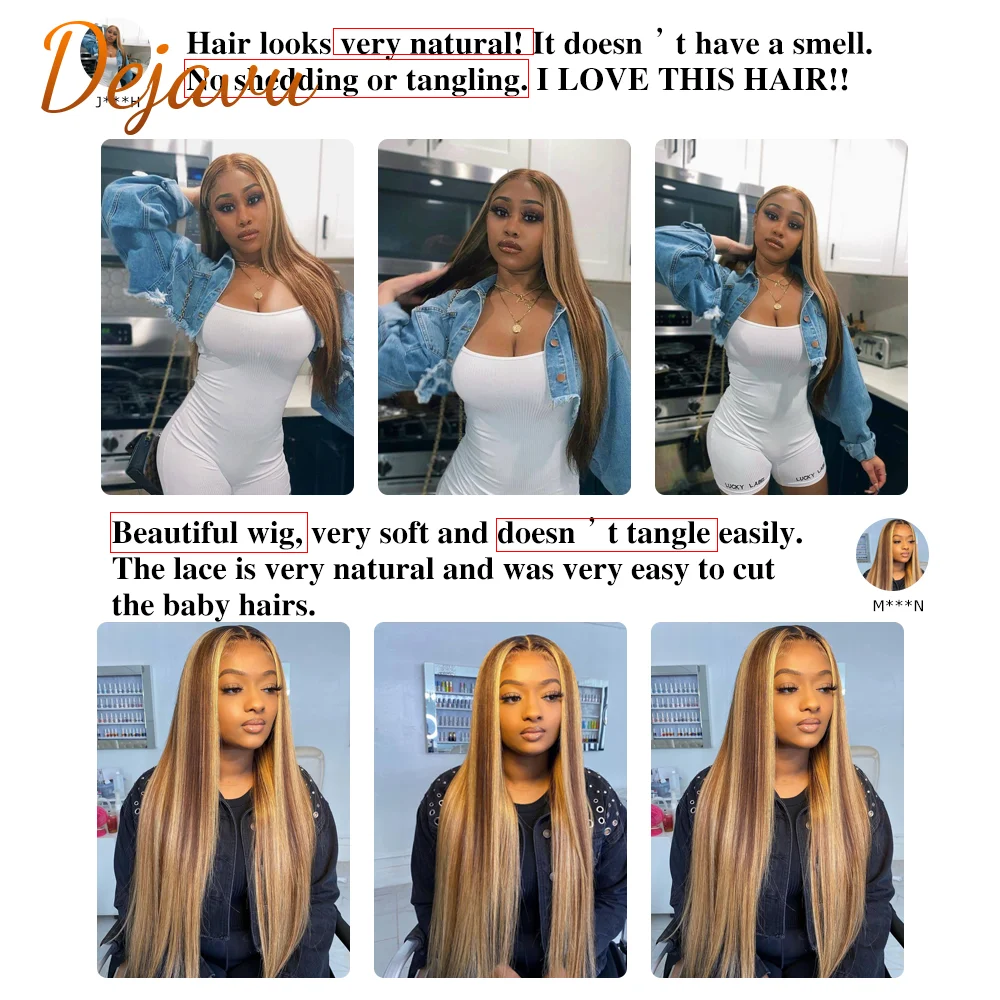 

Ombre P4/27 Highlight Lace Front Wig Straight Human Hair Wigs Blonde Brown Colored Prepluck Remy Wig