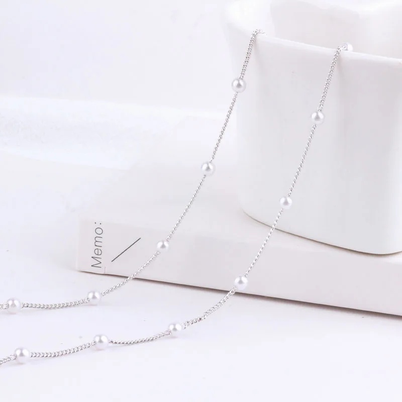 1 метр подлинное золотое покрытие жемчуг Любовь круг цепь ручной работы ожерелье