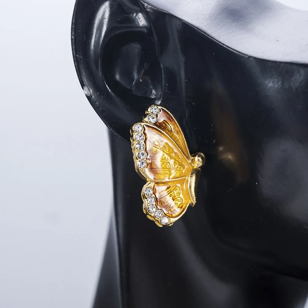 Oil Painted Butterfly Stud Earrings Rhinestone Wild Animal Female Women Birthday Party Jewelry Girls Best Gift dropshipping | Украшения и