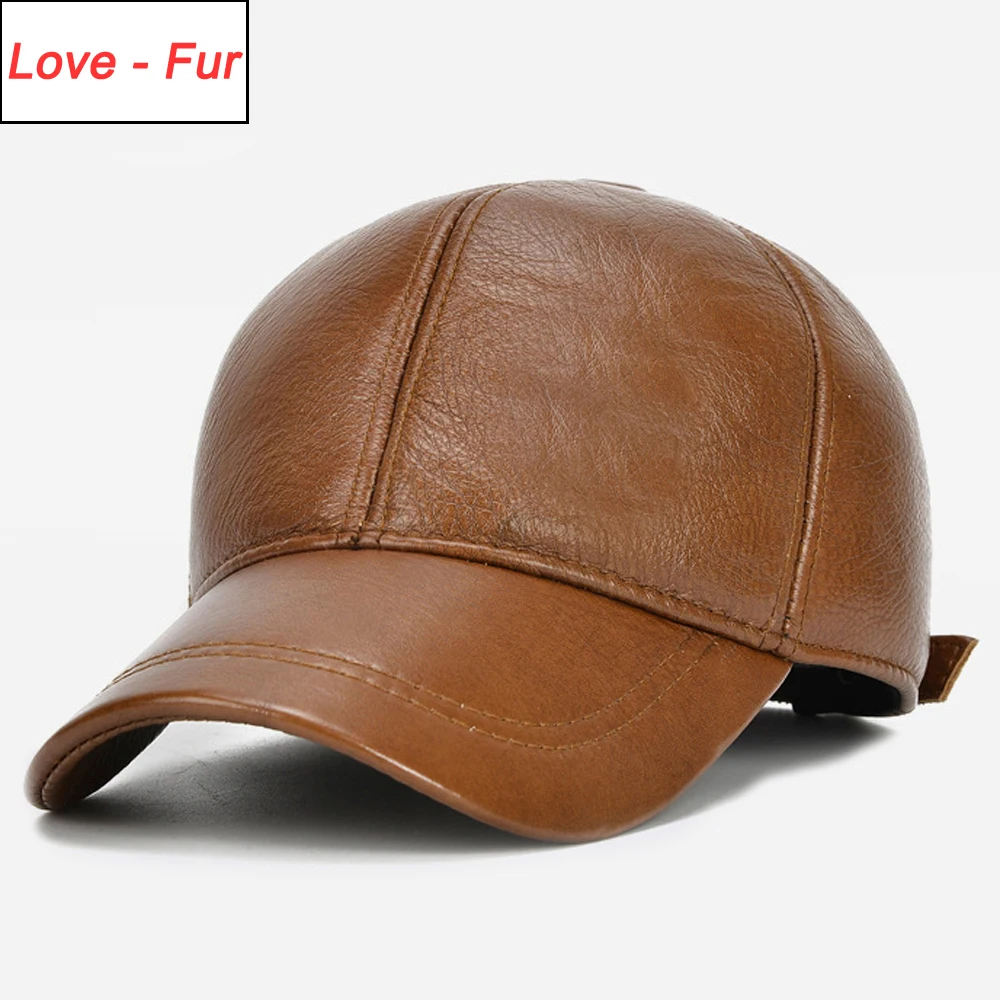 Мужская качественная бейсболка из натуральной кожи брендовая Повседневная