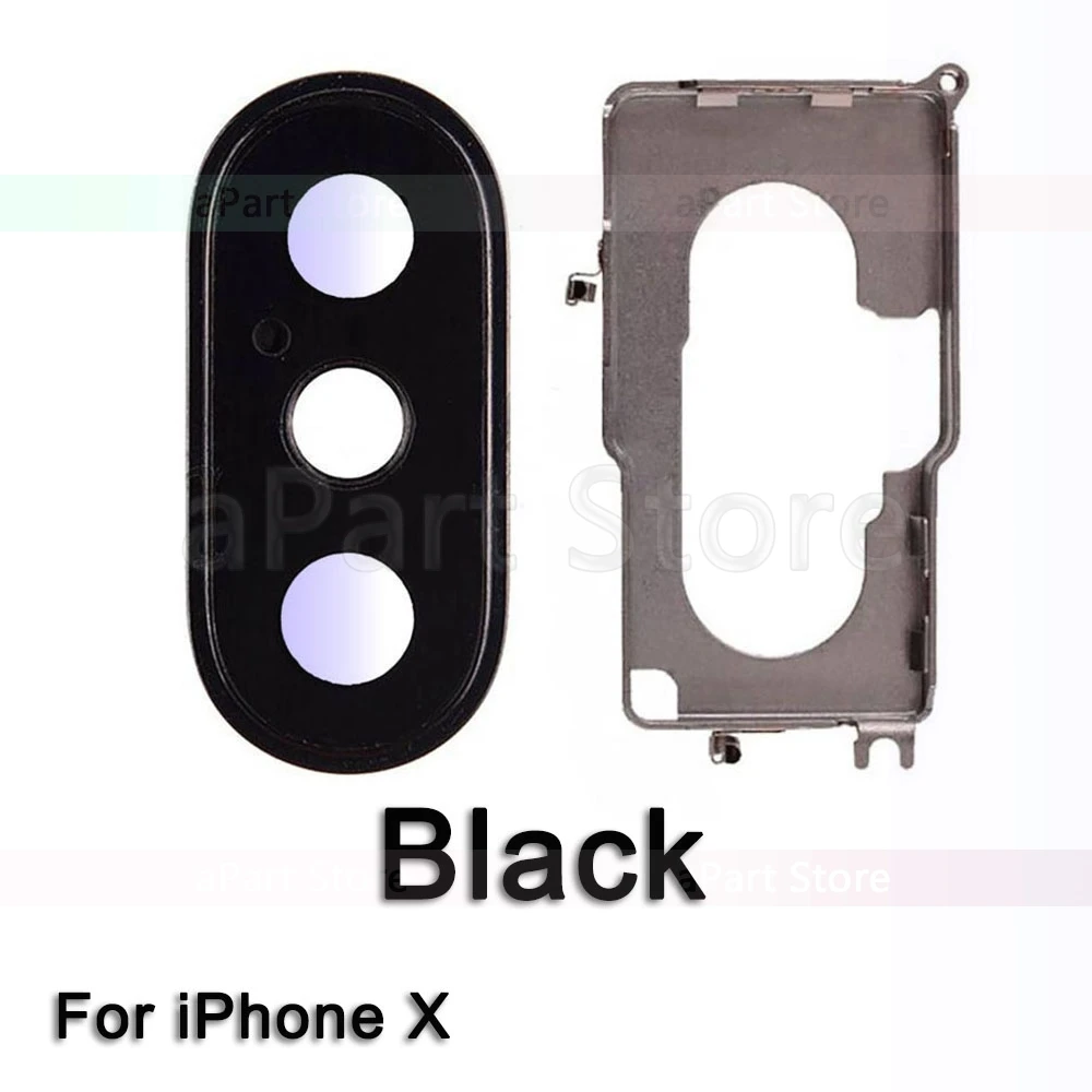 Для iPhone X Xs Max XR сапфировое стекло задняя камера стекло объектив кольцо Крышка Оригинальная Запасная часть - Цвет: X Black