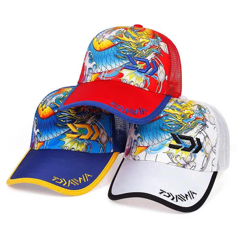 

2021 Summer Daiwa Fishing Hat for Men Anti-uv Long Visor Hat Women Embroidery Outdoor Sports Cap 3 Colors