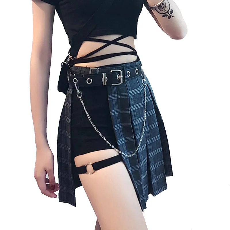 Модные кожаные ремни для женщин панк хип хоп ремень с цепочкой серебристая