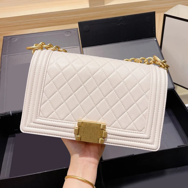 

New Women Retro Flap Shoulder Bag Fashion Solid Color Chain Genuine Leather Crossbody Messenger Bag Purse Clutch Casual Handbag