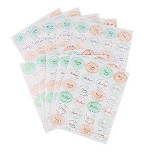120pcs/lot Thank You Flower Gold Sliver Design Hot Stamping Kraft Paper Labels Stickers Gift Packaging Seal Seals Sticker