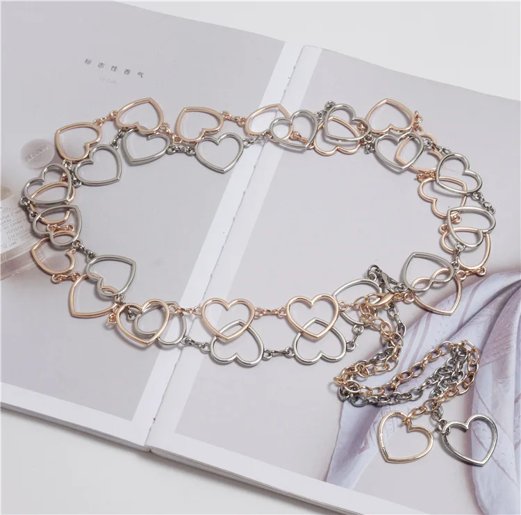 

New fashion Joker simple heart-shaped metal waist chain decorative dress shirt belt girdle