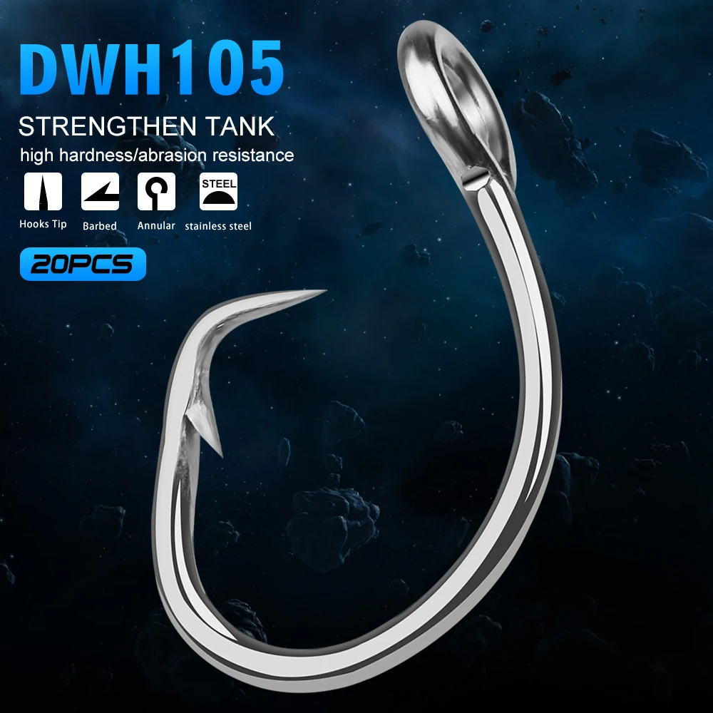 

20pc SUNLURE Brand Saltwater Fishing Hook DWH105 Circle Hook 11/0#-16/0# Model stainless steel Fishhook Made in Taiwan