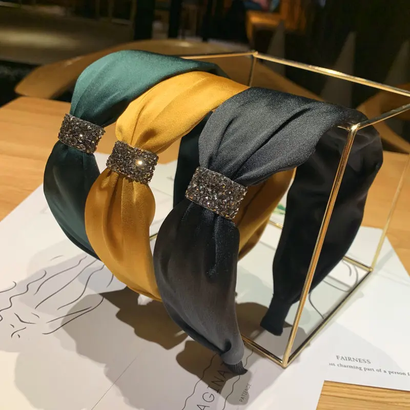 Корейские повязки для волос женщин модные широкие тканевые с узлом повязка