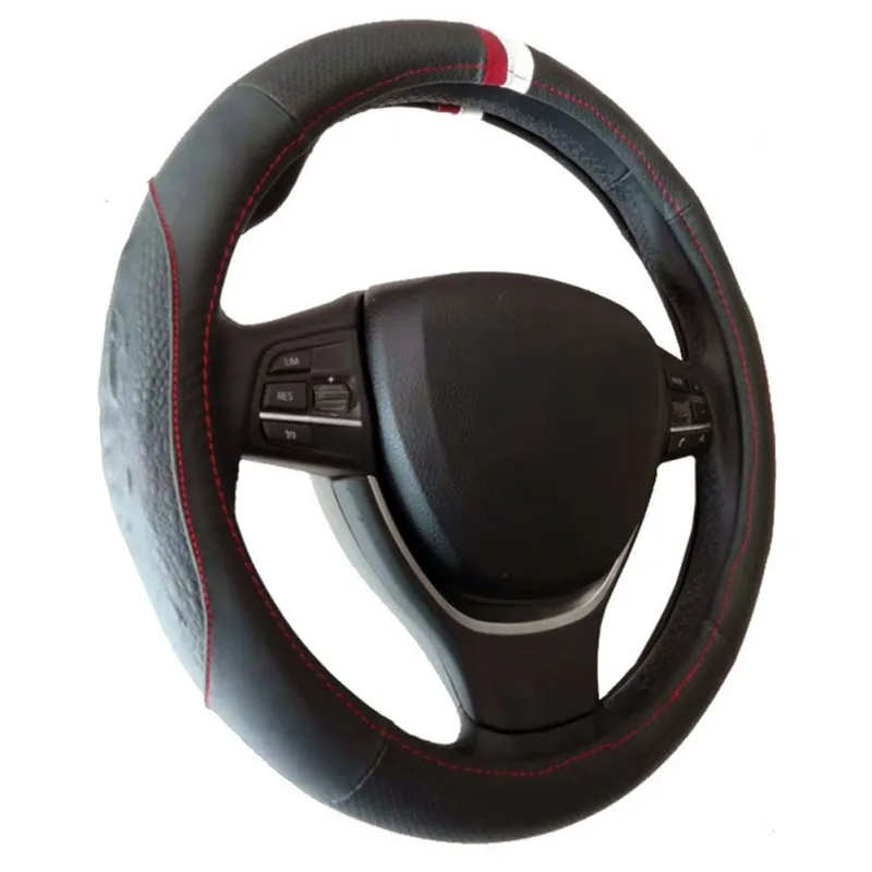 

38cm Car Steering Wheel Cover Interior Part Leather Head Layer Handle Tools Sports Soft All Seasons Dropship