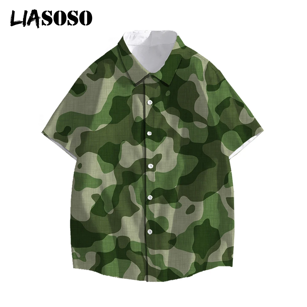 

LIASOSO 2021 New Youth Fashion Young Wind Tooling Style Shirt Street Art Spiral Special Men's Shirt Trend