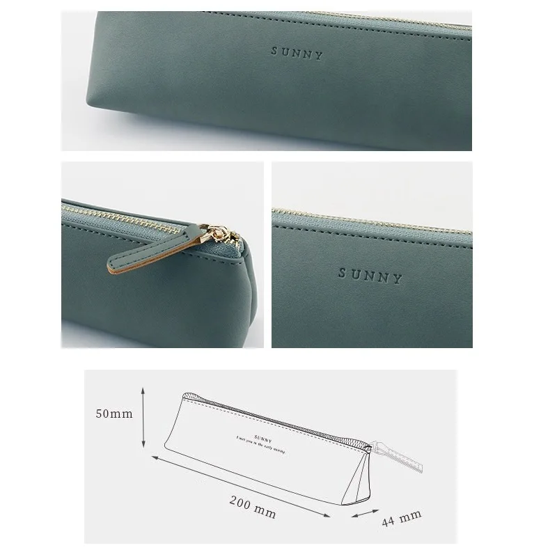 

Sunny Series PU Leather Pen Pencil Bag Simple Triangular Shape Vintage Color Case Storage Pouch for Pens Stationery School A6751