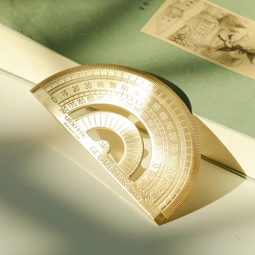 Латунный золотой полукруглый транспортир в стиле ретро математические