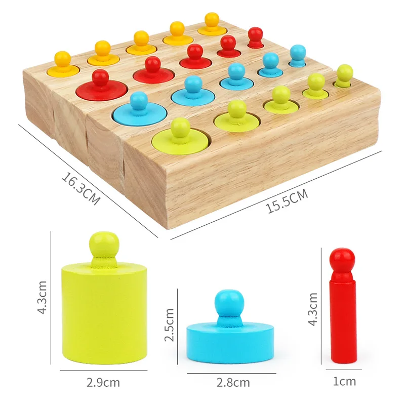 

Preschool Baby Montessori Educational Wooden Toys Socket Cylinder Block Set for Children Learning Match Toy Sensorial Materials