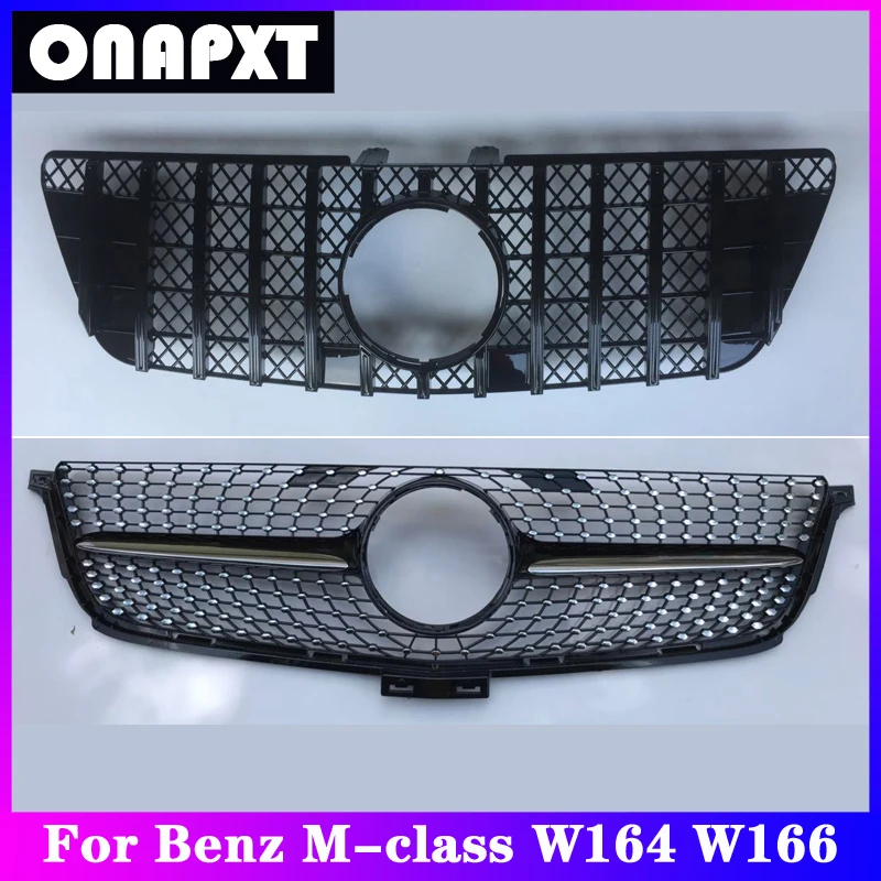 

Car For Benz M-class ML W164 W166 GT Diamond Plastic Front Bumper Grill Mesh Racing Middle Grill Center Vertical Bar 2006-2015