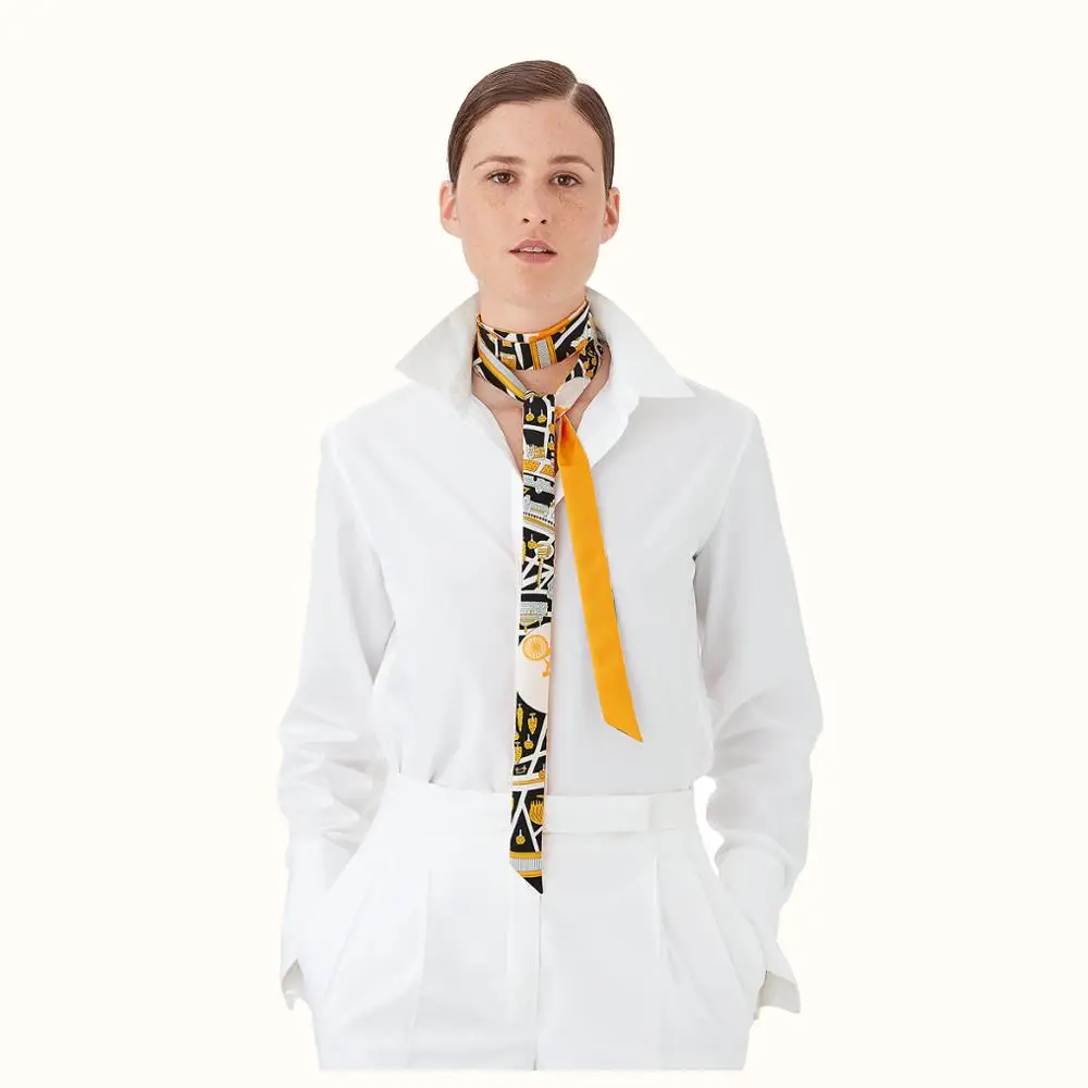 Брендовый длинный узкий шарф Модные головные шарфы для женщин шелковый галстук